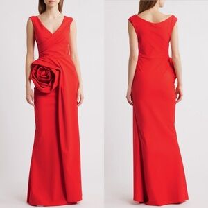 CHIARA BONI La Petite Robe Tekkan Sleeveless Rosette Mermaid Red Gown 50